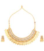 White necklace-sets Traditional South Indian Coin Jewellery Set with Chandbali Earrings