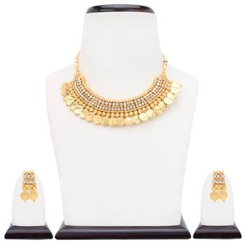 White necklace-sets Traditional South Indian Coin Jewellery Set with Chandbali Earrings 2