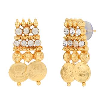 White necklace-sets Traditional South Indian Coin Jewellery Set with Chandbali Earrings 3