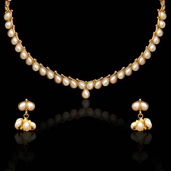 White necklace-sets Traditional South Indian Jewellery Set with Jhumka Earrings 2