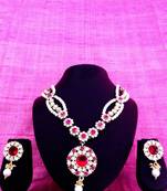 Rani Pink necklace-sets Traditional Kundan Jewellery Set with Chandbali Earrings