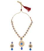 Blue necklace-sets Traditional Kundan Jewellery Set with Chandbali Earrings