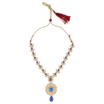 Blue necklace-sets Traditional Kundan Jewellery Set with Chandbali Earrings 2