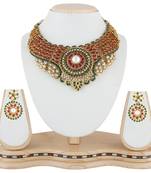 Red Green Stone necklace-sets   Traditional Jewellery Set with Chandbali Earrings