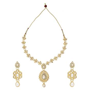 White necklace-sets Traditional Kundan Jewellery Set with Chandbali Earrings 1