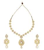 White necklace-sets Traditional Kundan Jewellery Set with Chandbali Earrings