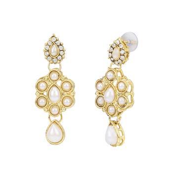 White necklace-sets Traditional Kundan Jewellery Set with Chandbali Earrings 3