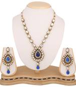 Blue necklace-sets Traditional Kundan Jewellery Set with Dangle Earrings