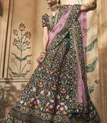 Blue Embroidered Velvet Semi Stitched Lehenga