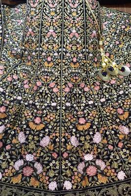 Blue Embroidered Velvet Semi Stitched Lehenga 3