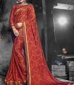 Maroon woven chiffon saree with blouse