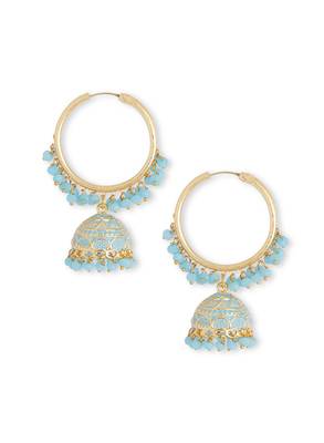 Meenakari Turquoise Jhumkas 1