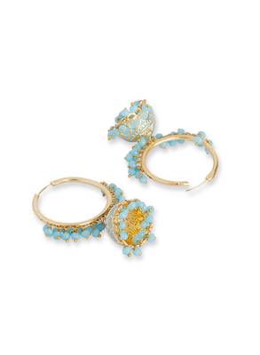 Meenakari Turquoise Jhumkas 3