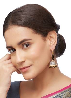 Meenakari Grey Jhumkas 2