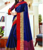 Blue woven silk saree with blouse