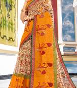 Yellow Embroidered Cotton Silk Saree With Blouse