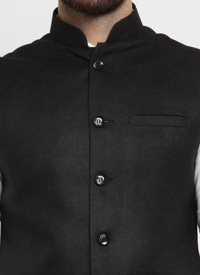  Solid Designer Black Nehru Jacket For Men 2