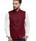  Solid Designer Maroon Nehru Jacket For Men