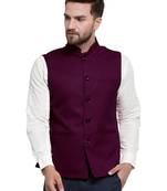  Solid Designer Purple  Nehru Jacket For Men