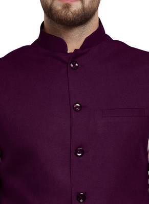  Solid Designer Purple  Nehru Jacket For Men 2