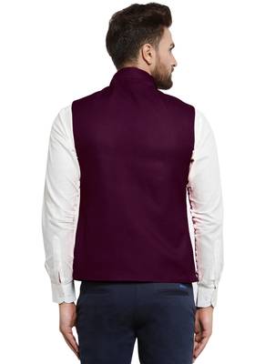  Solid Designer Purple  Nehru Jacket For Men 4