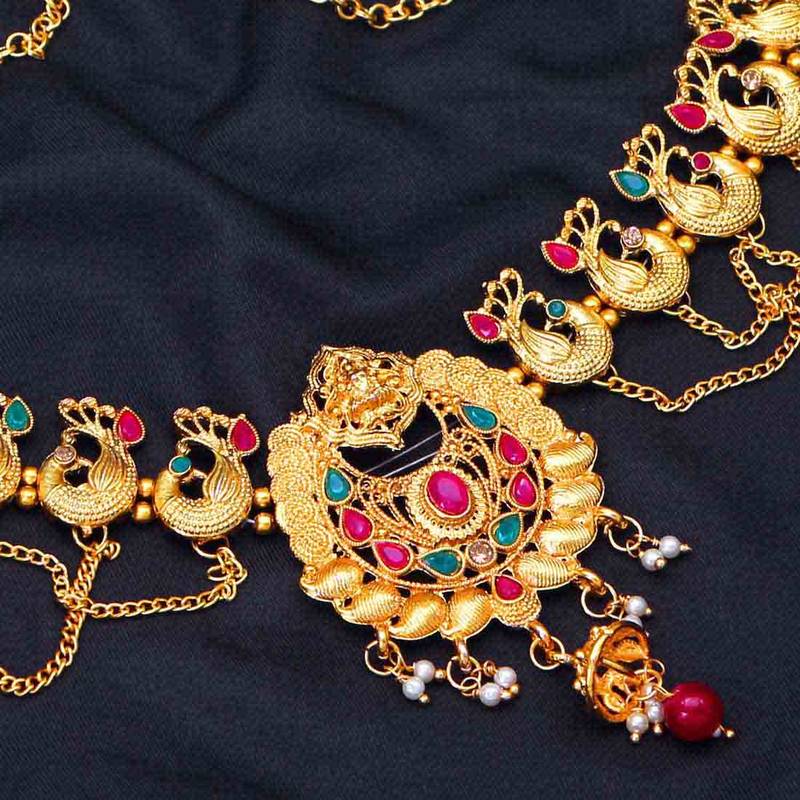 Embroidered Maroon waist belt main image 0