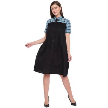 Black plain cotton maxi-dresses 1