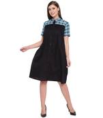 Black plain cotton maxi-dresses