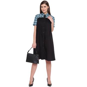 Black plain cotton maxi-dresses 2