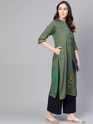 Olive printed liva kurtas-and-kurtis 4
