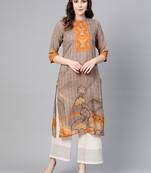 Grey printed liva kurtas-and-kurtis