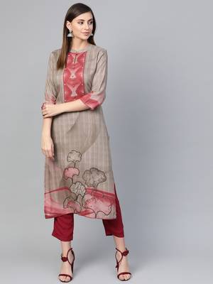 Grey printed liva kurtas-and-kurtis 1
