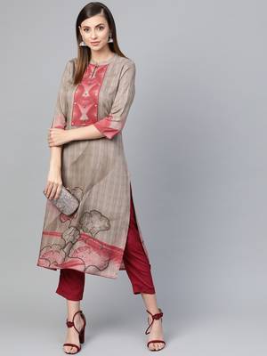 Grey printed liva kurtas-and-kurtis 4