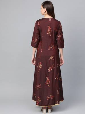Brown printed viscose rayon kurtas-and-kurtis 2