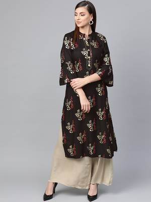 Black printed liva kurtas-and-kurtis 1