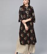 Black printed liva kurtas-and-kurtis