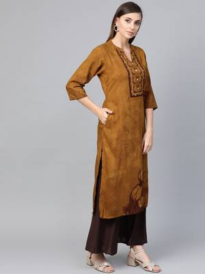 Yellow printed liva kurtas-and-kurtis 4