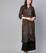 Coffee printed liva kurtas-and-kurtis