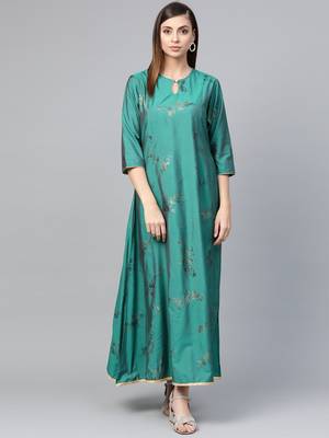 Dark-green printed viscose rayon kurtas-and-kurtis 1
