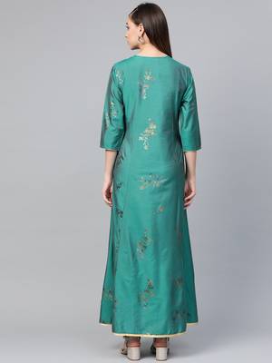 Dark-green printed viscose rayon kurtas-and-kurtis 2