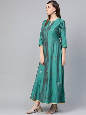Dark-green printed viscose rayon kurtas-and-kurtis 3