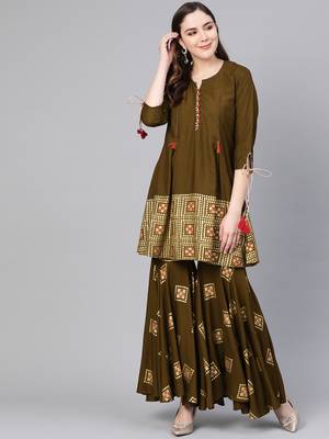 Brown printed rayon salwar 1