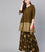 Brown printed rayon salwar