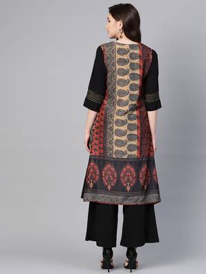 Black printed viscose kurtas-and-kurtis 2