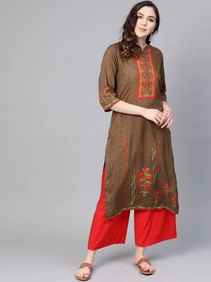 Brown printed liva kurtas-and-kurtis 1