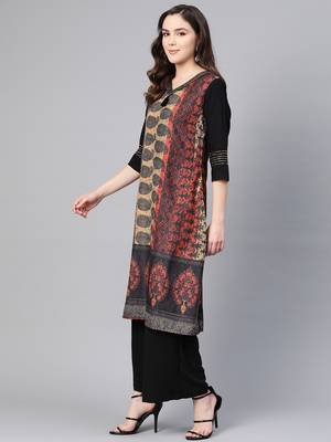 Black printed viscose kurtas-and-kurtis 3