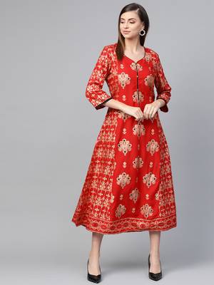 Red printed liva kurtas-and-kurtis 1