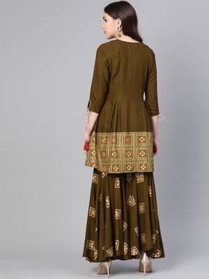 Brown printed rayon salwar 2
