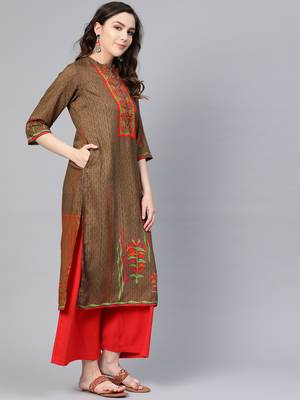 Brown printed liva kurtas-and-kurtis 3