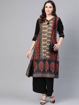 Black printed viscose kurtas-and-kurtis 4